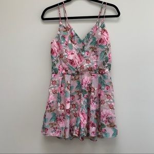 Pink floral romper